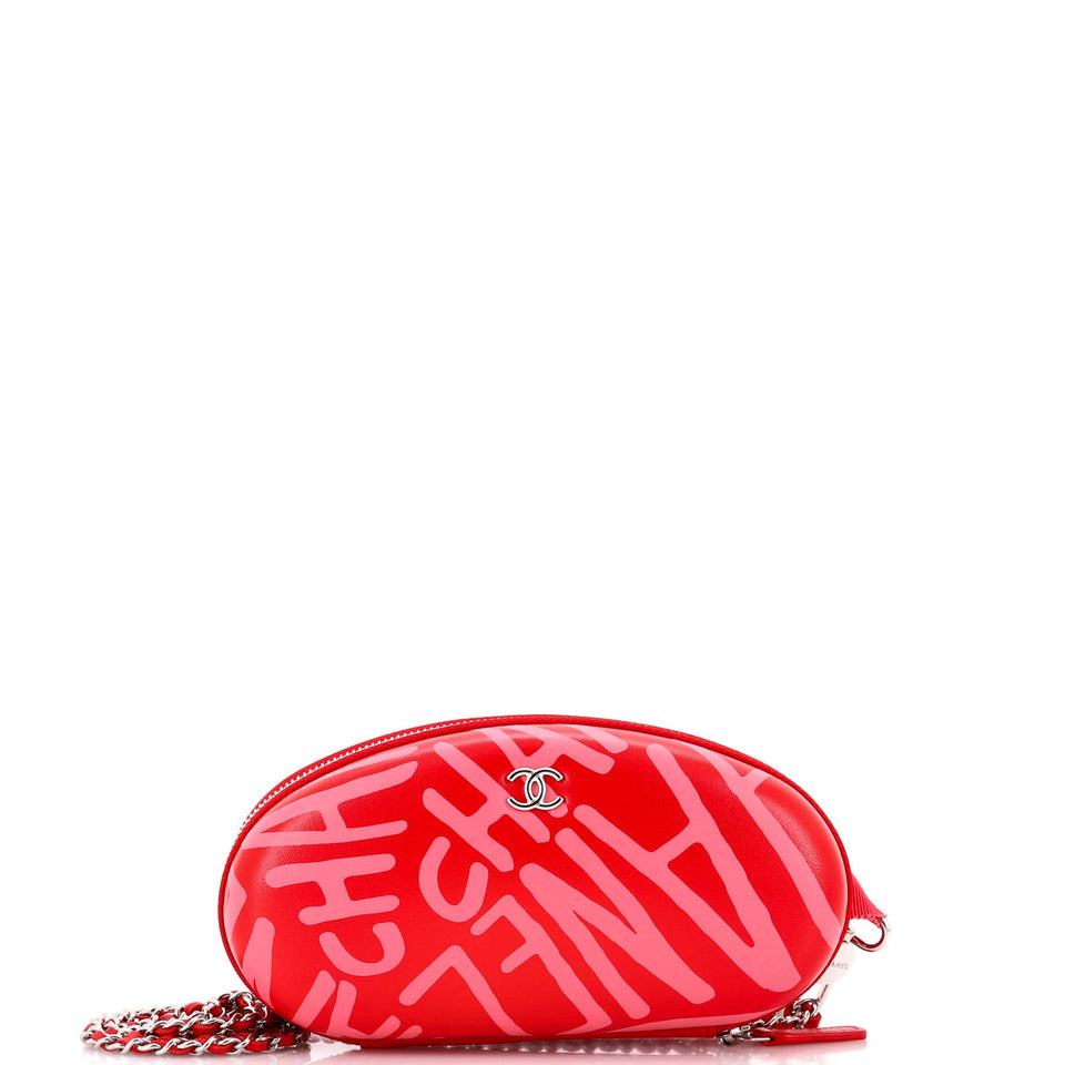 Coco Neige Zip Around Sunglasses Case with Chain Printed Leather