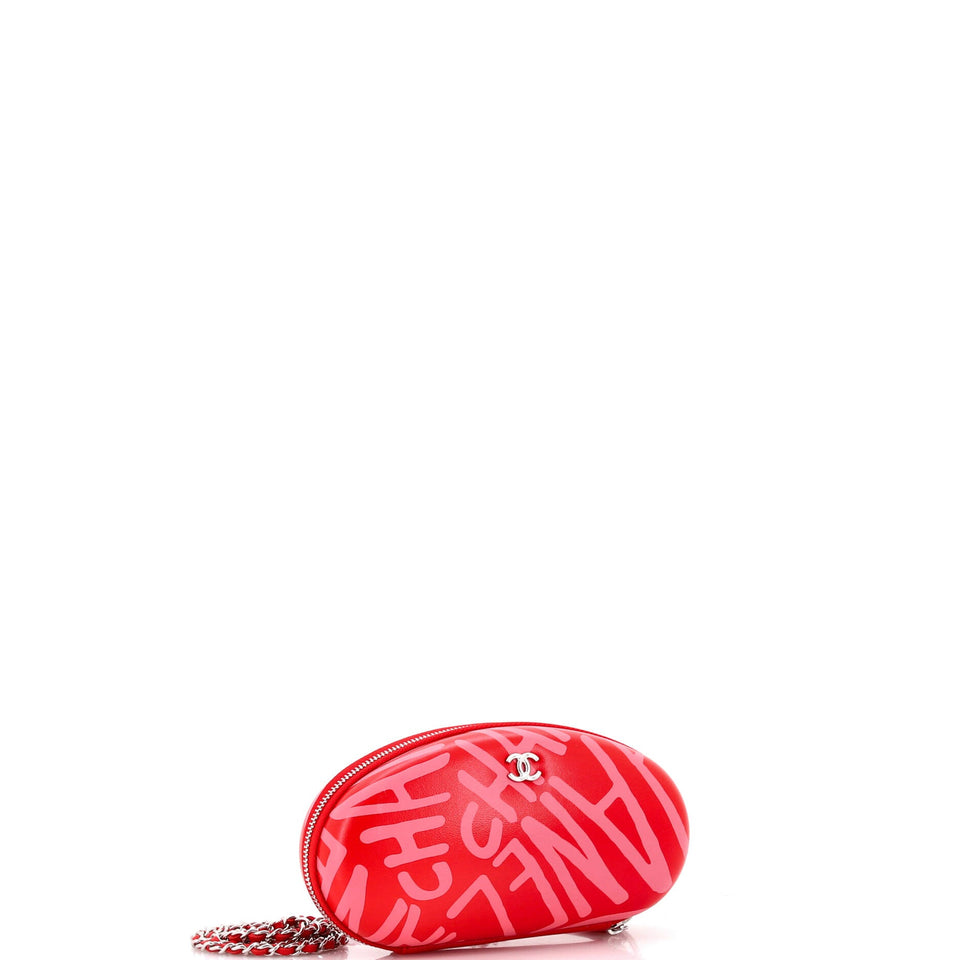 Coco Neige Zip Around Sunglasses Case with Chain Printed Leather