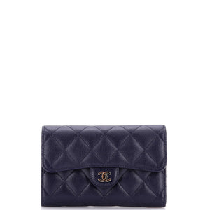 Trifold Classic Flap Wallet Quilted Caviar Medium