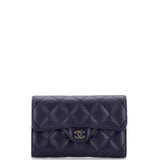 Trifold Classic Flap Wallet Quilted Caviar Medium