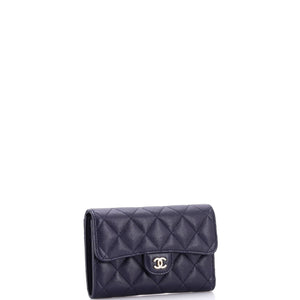 Trifold Classic Flap Wallet Quilted Caviar Medium