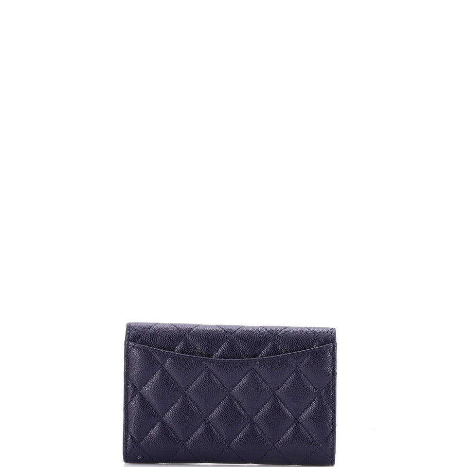Trifold Classic Flap Wallet Quilted Caviar Medium
