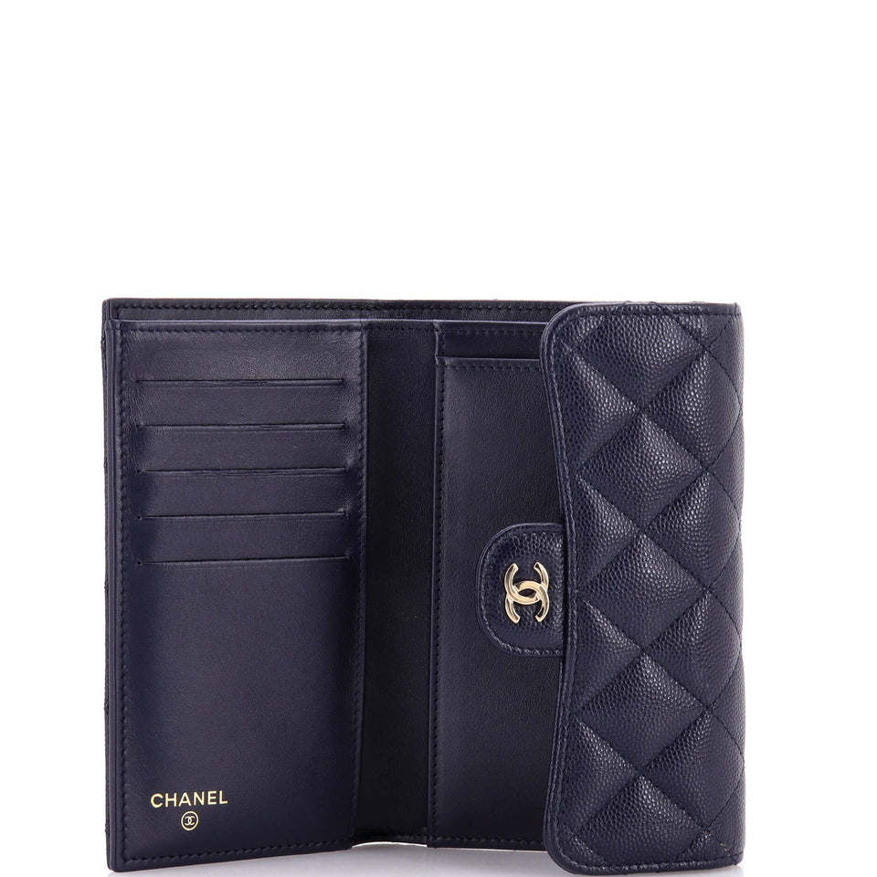 Trifold Classic Flap Wallet Quilted Caviar Medium