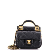 Lady Handle Flap Card Holder on Chain Quilted Calfskin