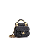 Lady Handle Flap Card Holder on Chain Quilted Calfskin