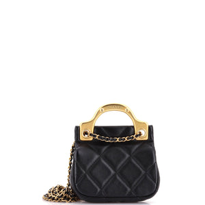 Lady Handle Flap Card Holder on Chain Quilted Calfskin