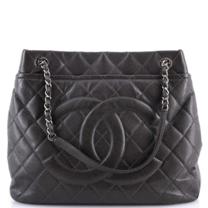 Timeless CC Soft Tote Quilted Caviar Large