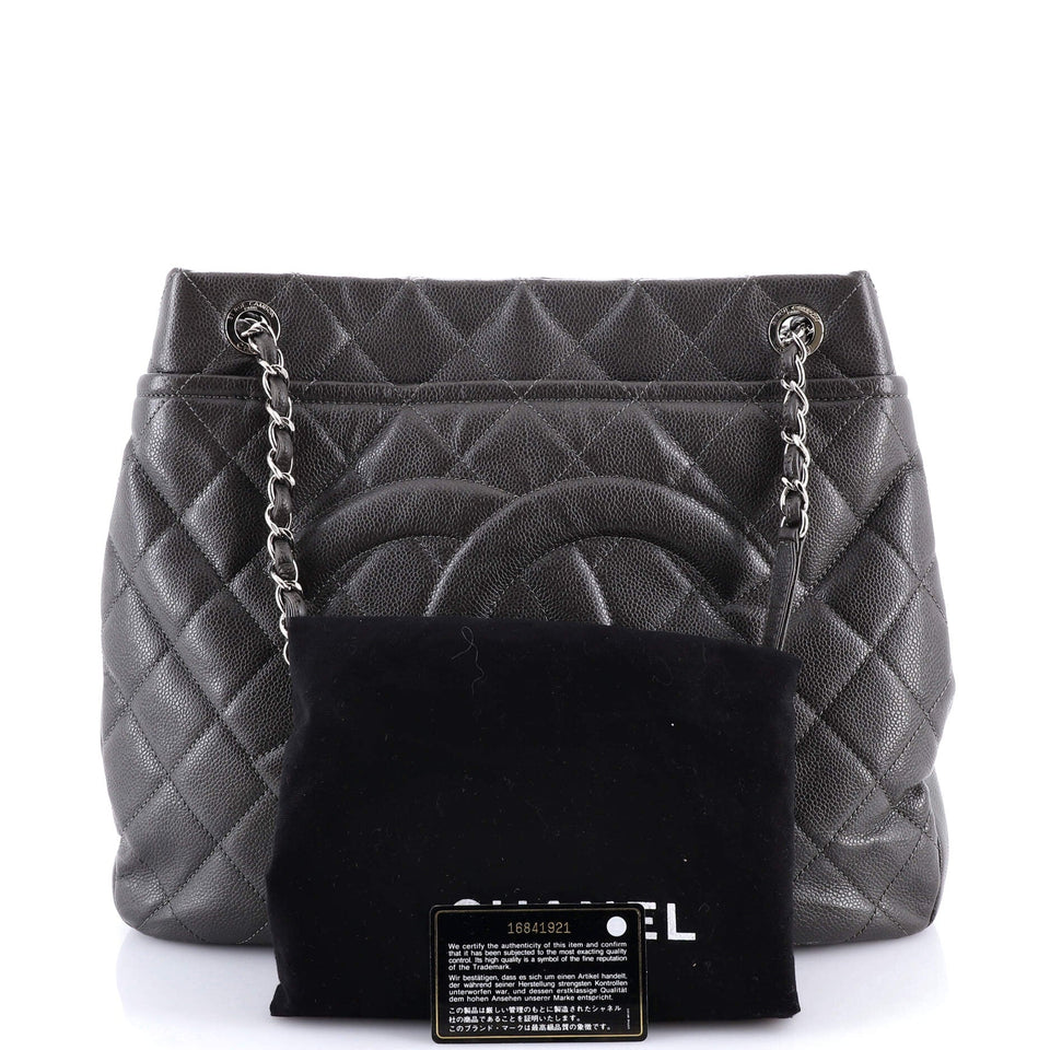 Timeless CC Soft Tote Quilted Caviar Large