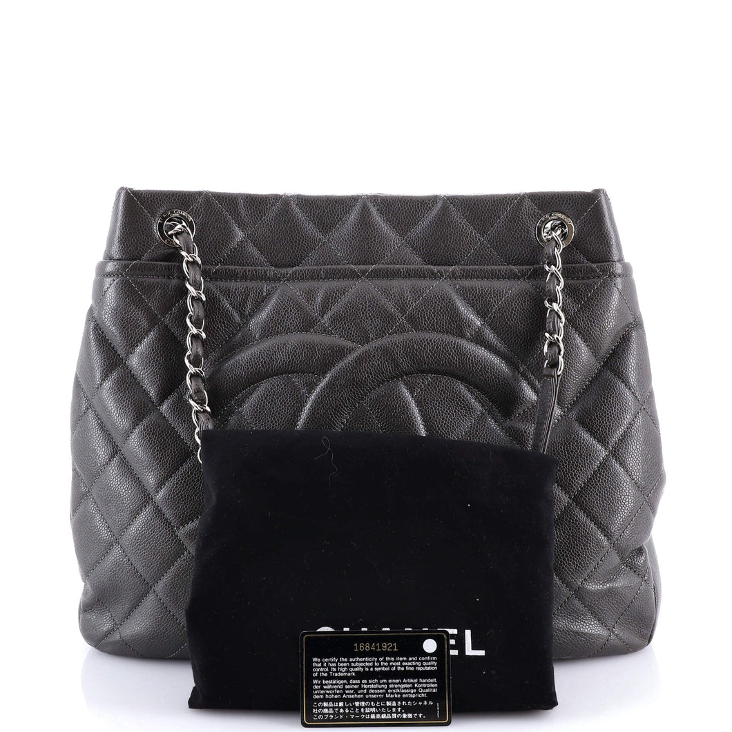 Timeless CC Soft Tote Quilted Caviar Large