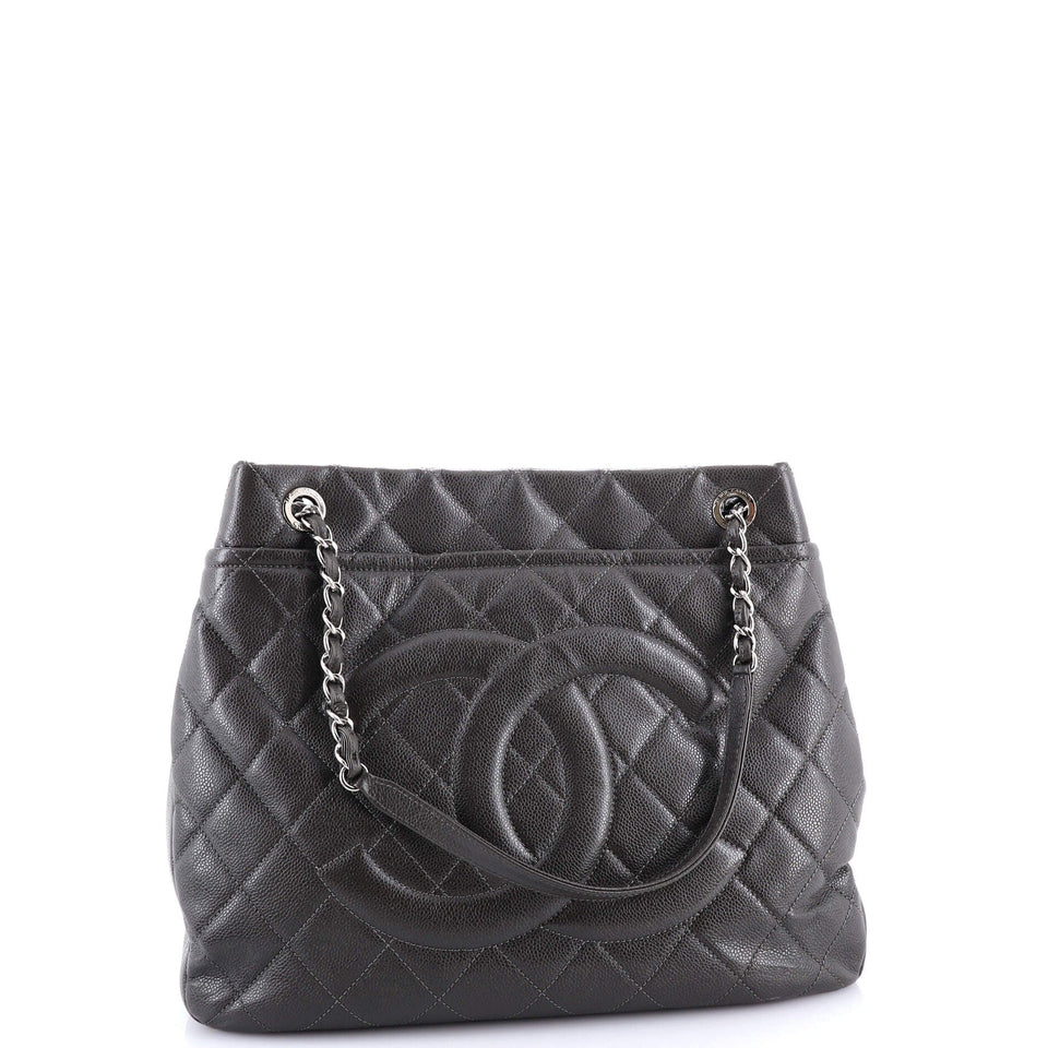 Timeless CC Soft Tote Quilted Caviar Large