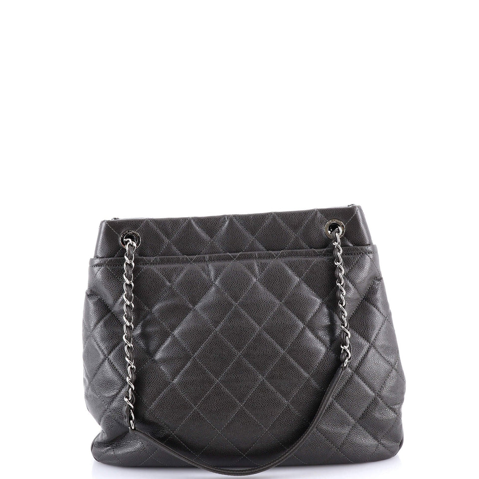 Timeless CC Soft Tote Quilted Caviar Large