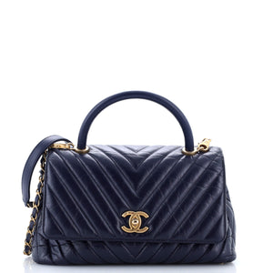 Coco Top Handle Bag Chevron Calfskin Small