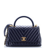 Coco Top Handle Bag Chevron Calfskin Small
