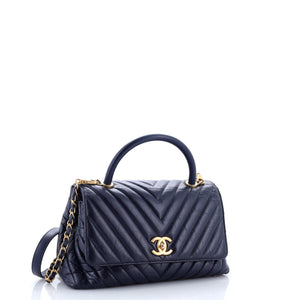 Coco Top Handle Bag Chevron Calfskin Small
