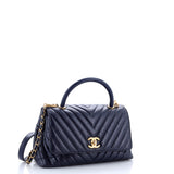 Coco Top Handle Bag Chevron Calfskin Small