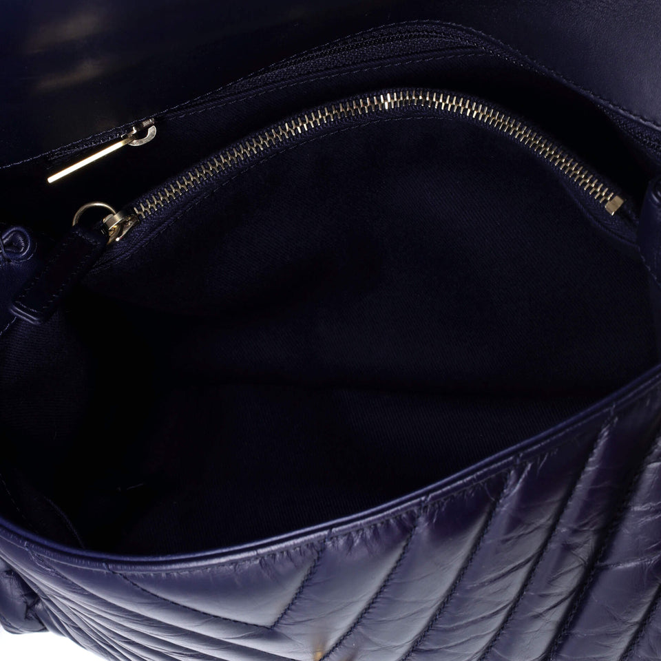 Coco Top Handle Bag Chevron Calfskin Small