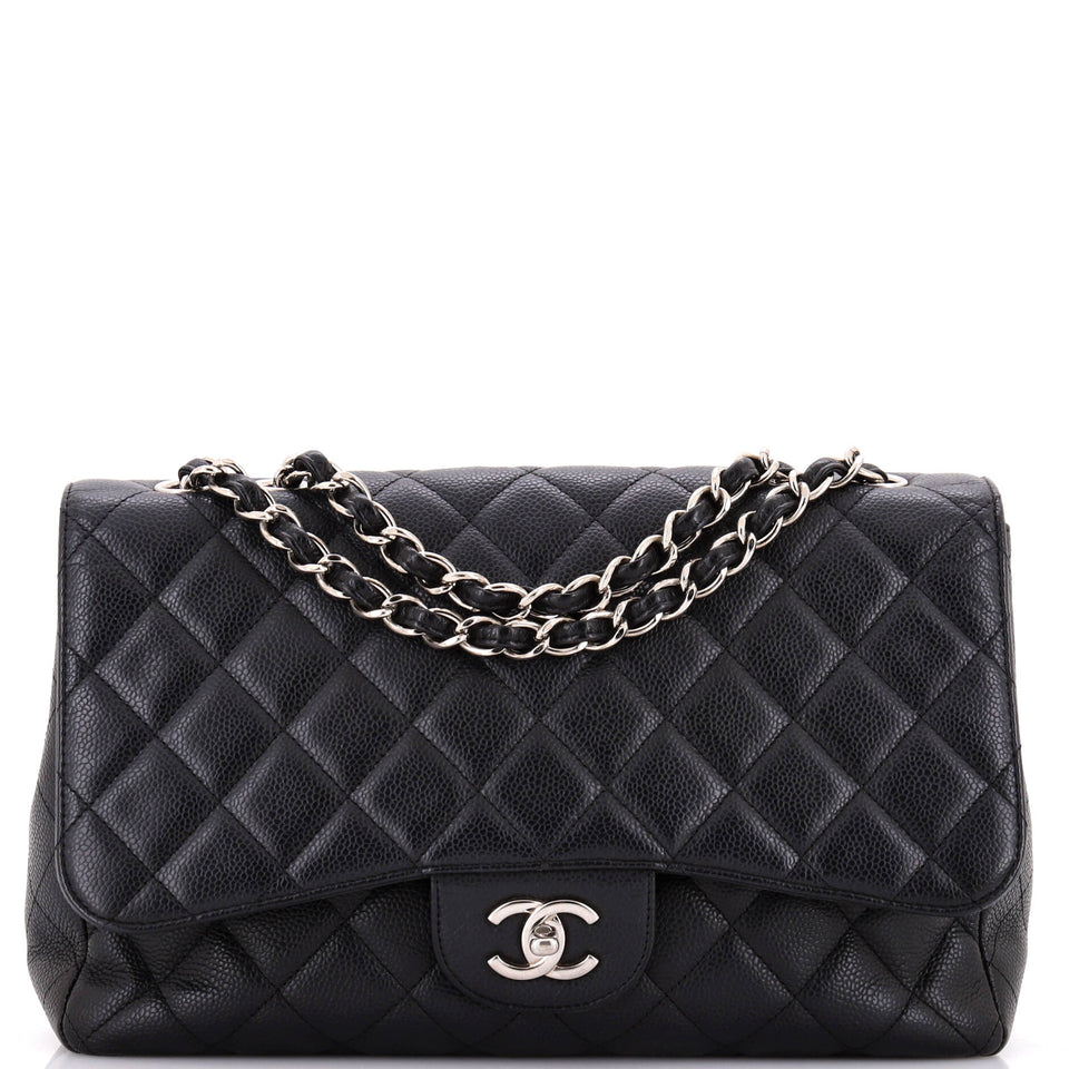 Classic Single Flap Bag Quilted Caviar Jumbo