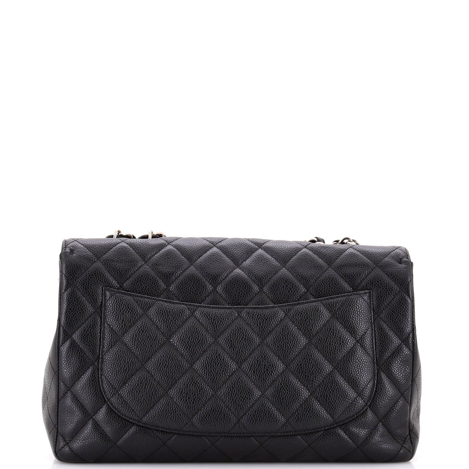 Classic Single Flap Bag Quilted Caviar Jumbo