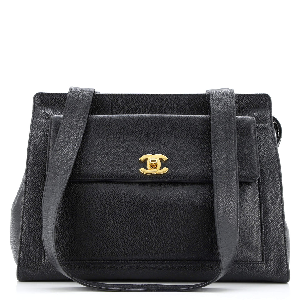 Vintage Front Pocket Tote Caviar Medium