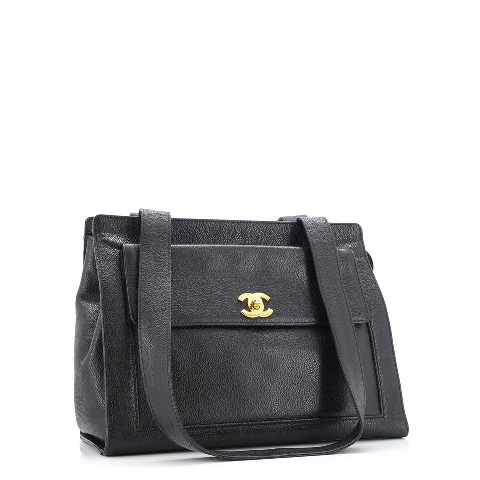 Vintage Front Pocket Tote Caviar Medium