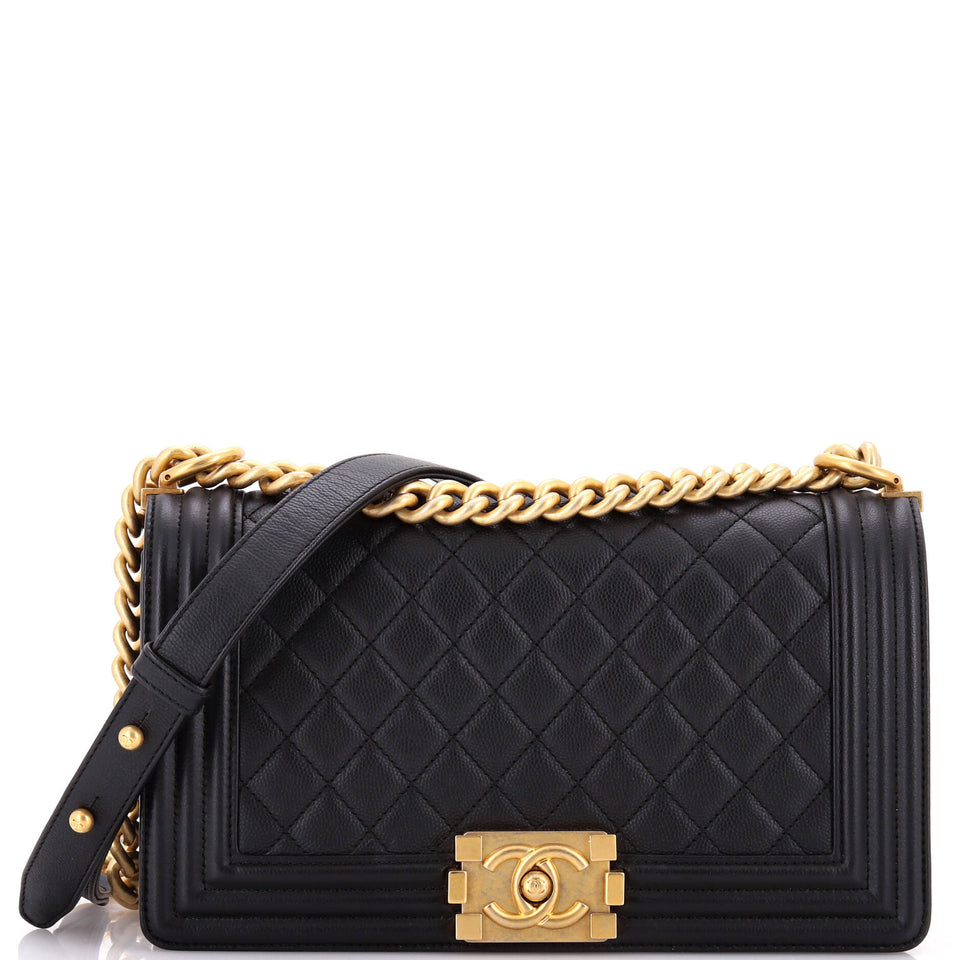 Boy Flap Bag Quilted Caviar Old Medium