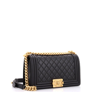 Boy Flap Bag Quilted Caviar Old Medium