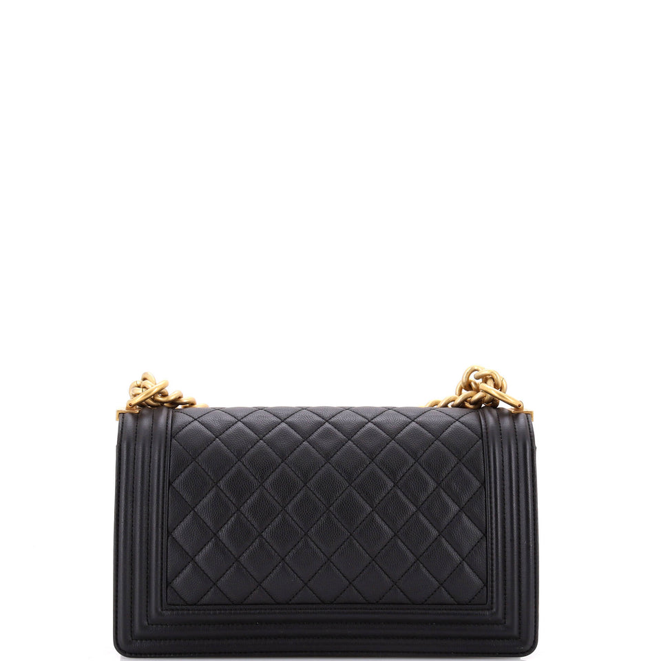 Boy Flap Bag Quilted Caviar Old Medium