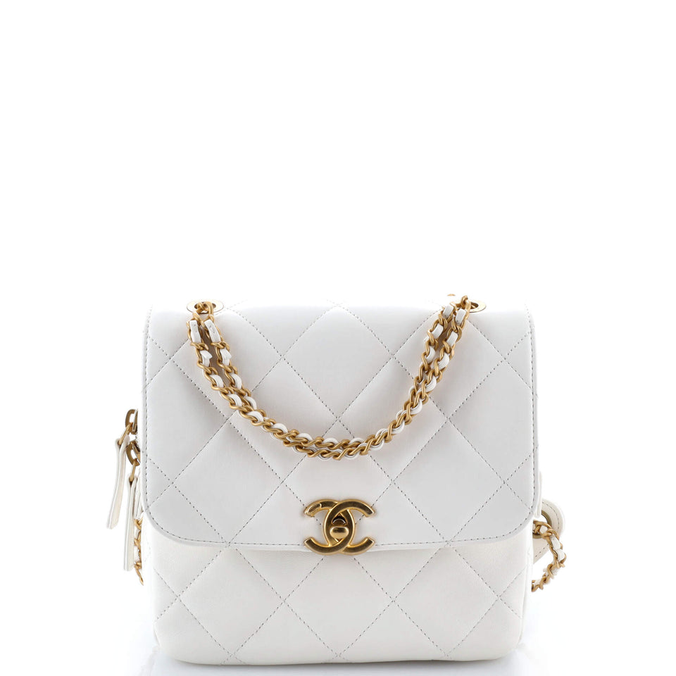 Chain Melody Flap Backpack Quilted Lambskin Small