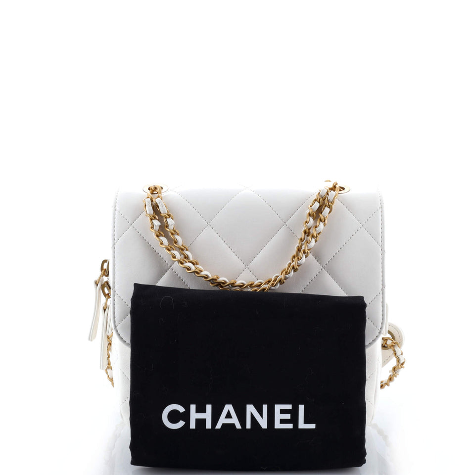 Chain Melody Flap Backpack Quilted Lambskin Small