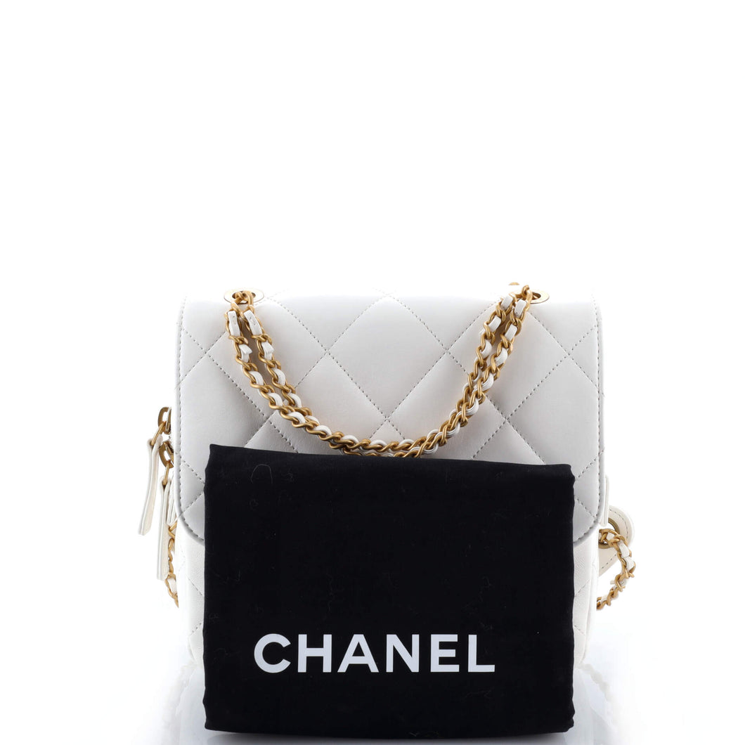 Chain Melody Flap Backpack Quilted Lambskin Small