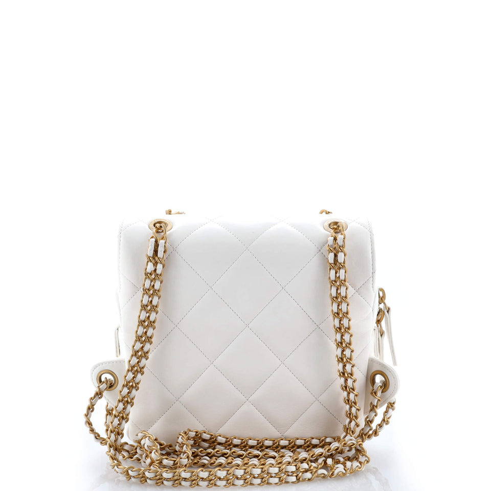 Chain Melody Flap Backpack Quilted Lambskin Small