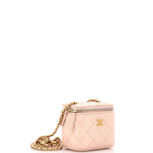Pearl Crush Vanity Case with Chain Quilted Lambskin Mini