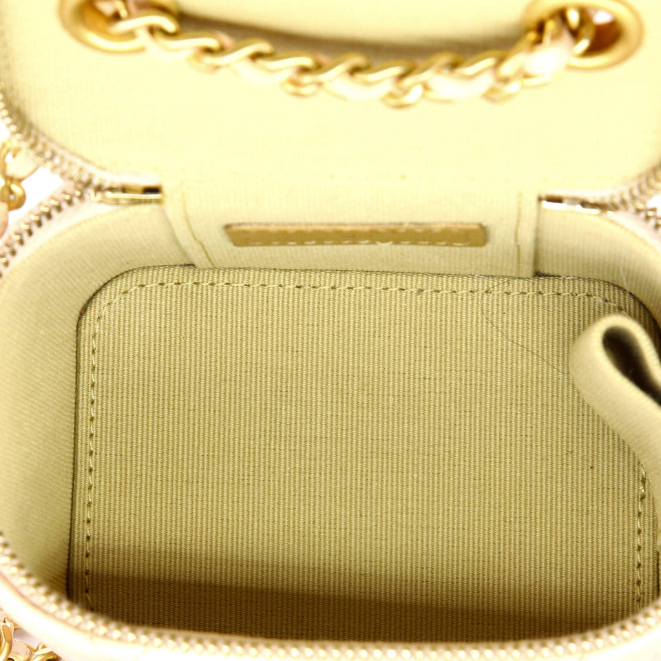 Pearl Crush Vanity Case with Chain Quilted Lambskin Mini