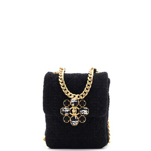 North South CC Bijoux Chain Flap Quilted Tweed Mini
