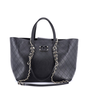 Covered CC Shopping Tote Stitched Calfskin Medium