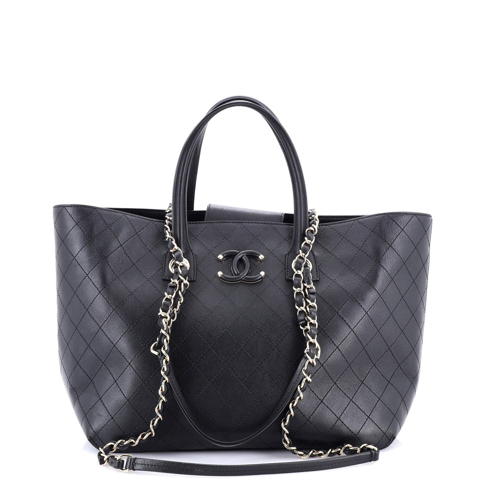 Covered CC Shopping Tote Stitched Calfskin Medium