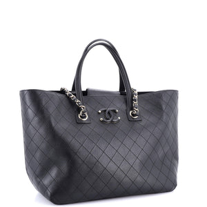 Covered CC Shopping Tote Stitched Calfskin Medium