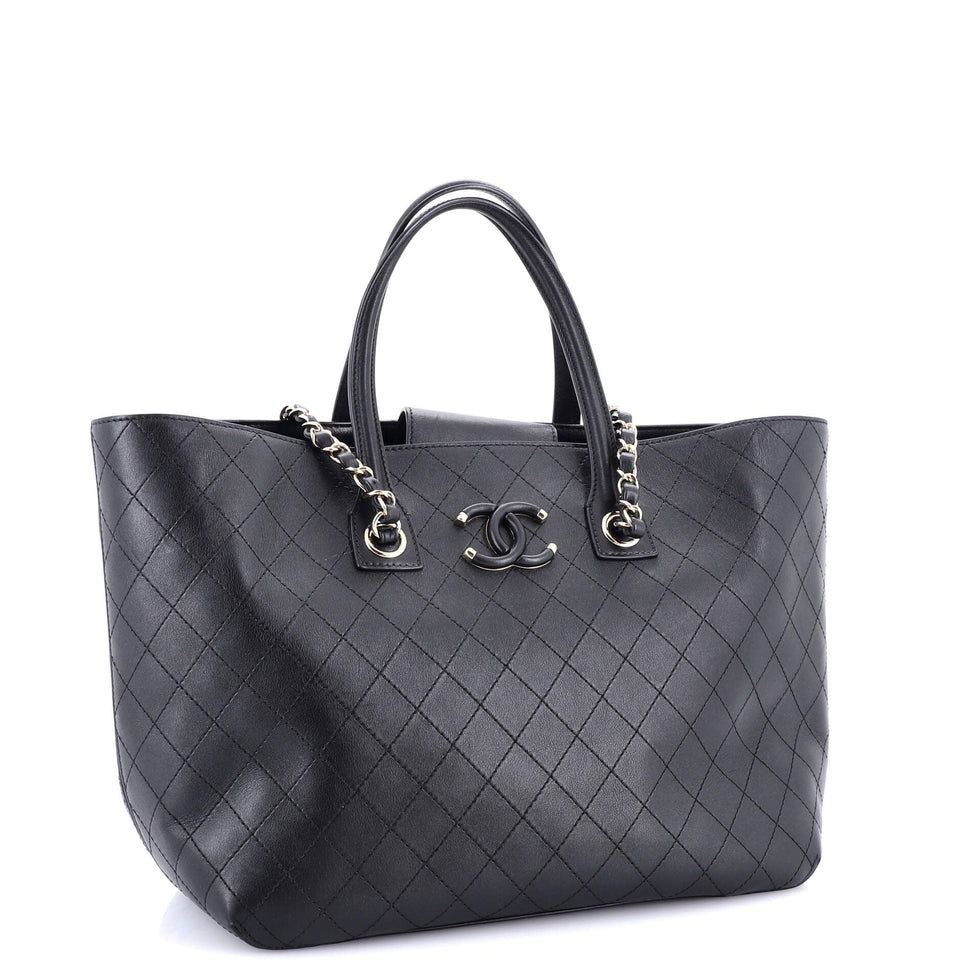Covered CC Shopping Tote Stitched Calfskin Medium
