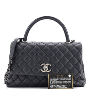 Coco Top Handle Bag Quilted Caviar Small