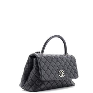 Coco Top Handle Bag Quilted Caviar Small