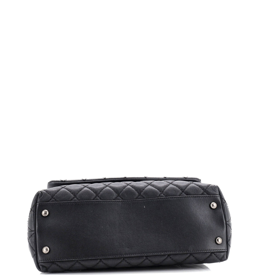 Coco Top Handle Bag Quilted Caviar Small