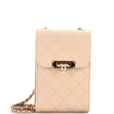 Golden Class Phone Holder Crossbody Bag Quilted Caviar