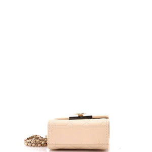 Golden Class Phone Holder Crossbody Bag Quilted Caviar