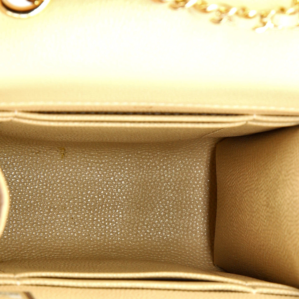 Golden Class Phone Holder Crossbody Bag Quilted Caviar