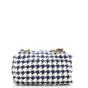 19 Flap Bag Quilted Houndstooth Tweed and Ribbon Large