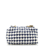 19 Flap Bag Quilted Houndstooth Tweed and Ribbon Large
