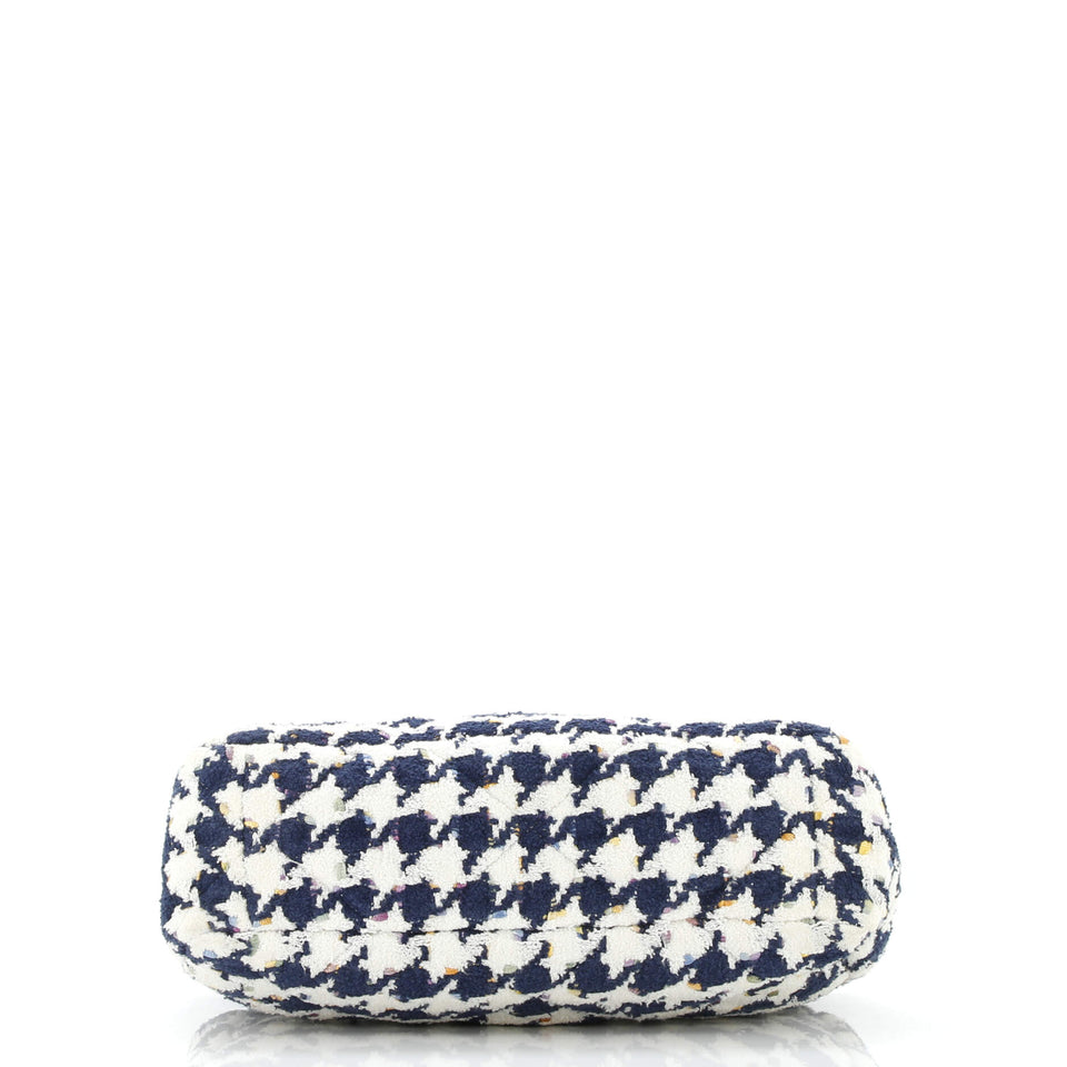 19 Flap Bag Quilted Houndstooth Tweed and Ribbon Large