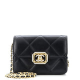 Crystal Geometric Frame CC Clutch with Chain Quilted Calfskin