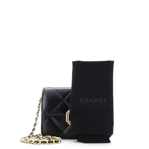 Crystal Geometric Frame CC Clutch with Chain Quilted Calfskin