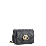 Crystal Geometric Frame CC Clutch with Chain Quilted Calfskin